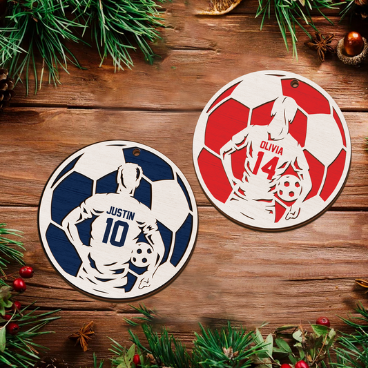 Personalized Football Ornament, 2 Layered and Engraved Wooden Ornament  CF430 - Kindlytoys