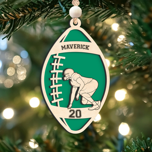 Personalized Football Player Keepsake Wooden Ornament, Custom Football Player Ornament,  CF919 - Kindlytoys