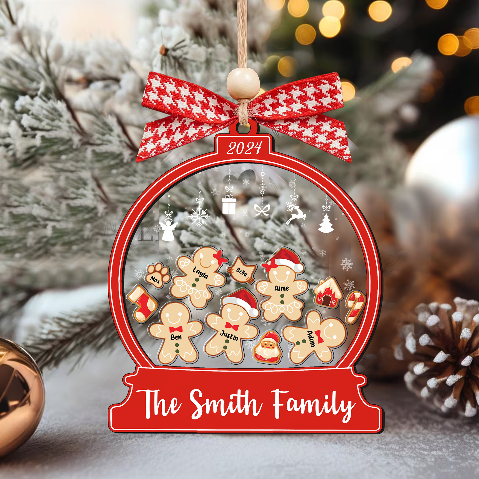 Personalized Gingerbread Family Shaker Ornament, Custom Family Christmas Ornament CF193 - Kindlytoys