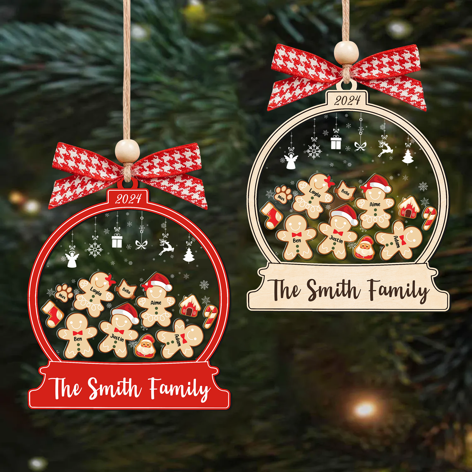 Personalized Gingerbread Family Shaker Ornament, Custom Family Christmas Ornament CF193 - Kindlytoys