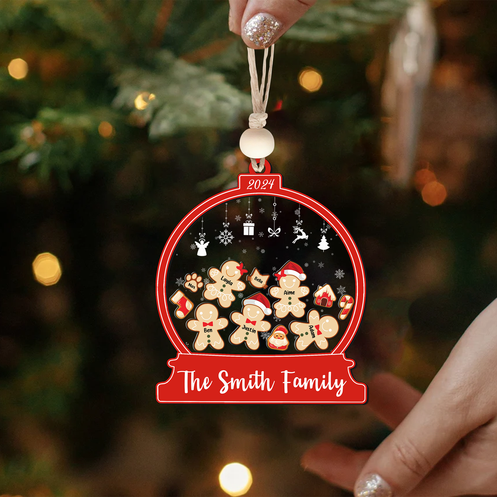 Personalized Gingerbread Family Shaker Ornament, Custom Family Christmas Ornament CF193 - Kindlytoys