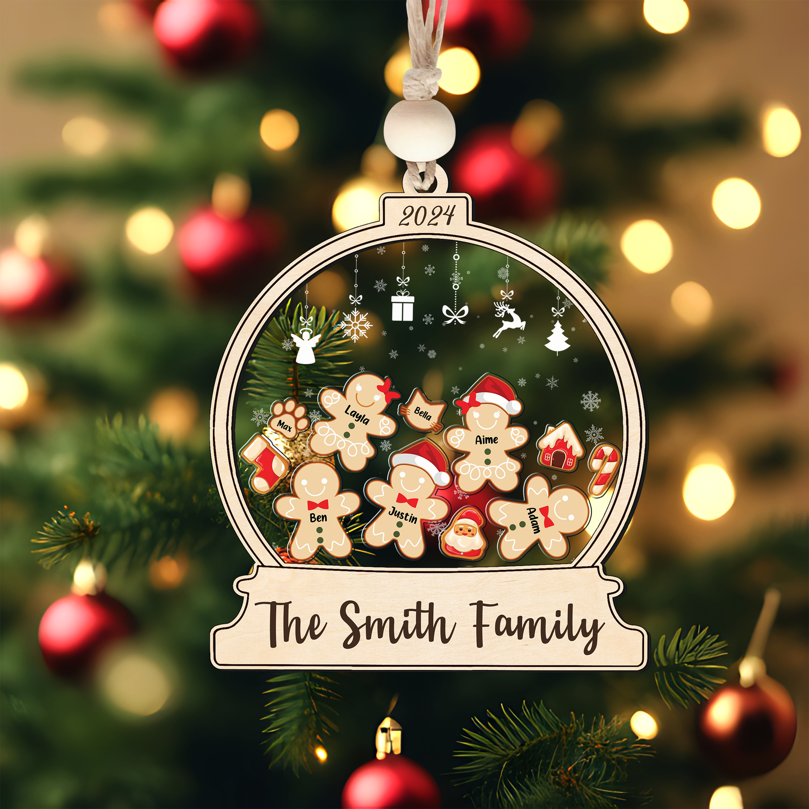 Personalized Gingerbread Family Shaker Ornament, Custom Family Christmas Ornament CF193 - Kindlytoys