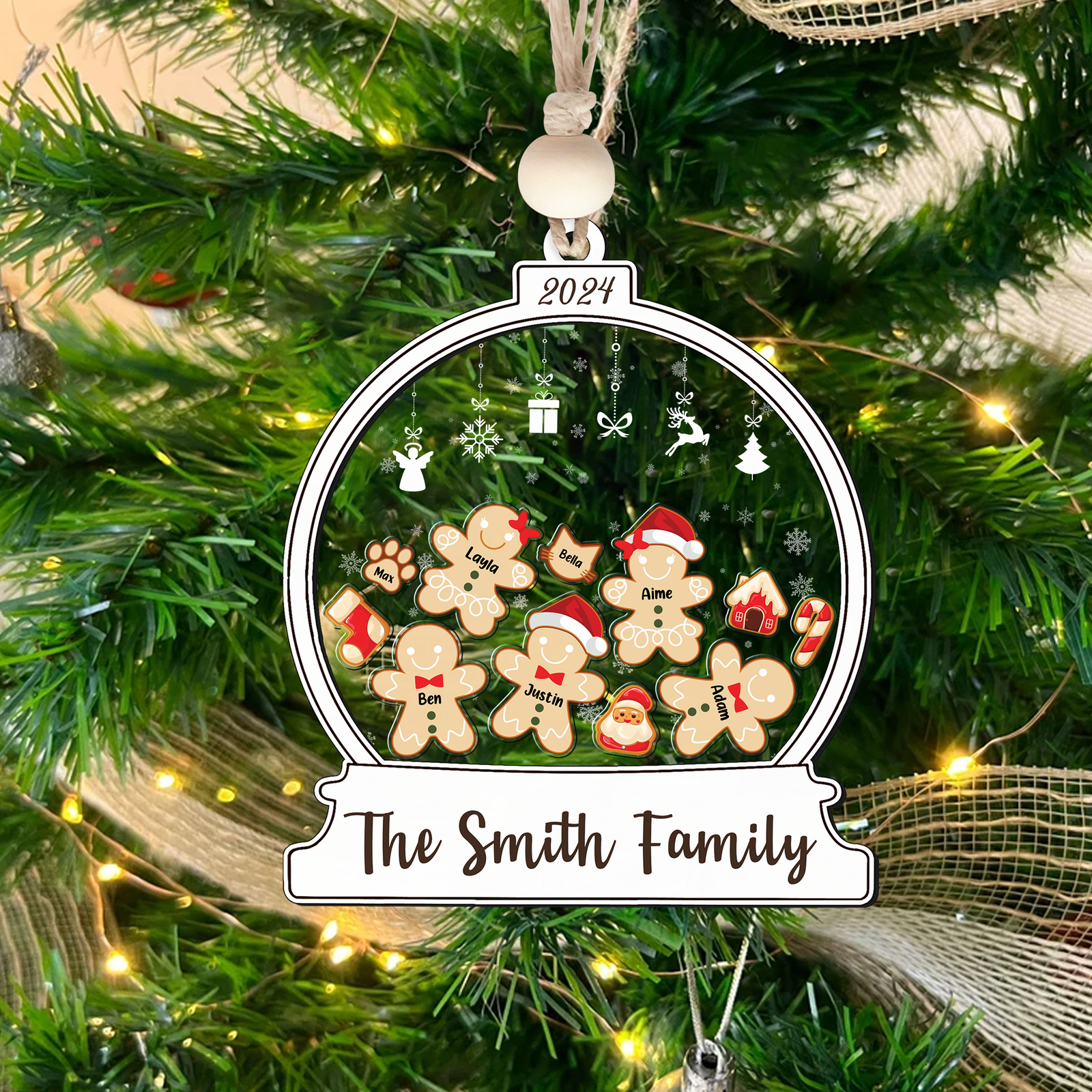 Personalized Gingerbread Family Shaker Ornament, Custom Family Christmas Ornament CF193 - Kindlytoys