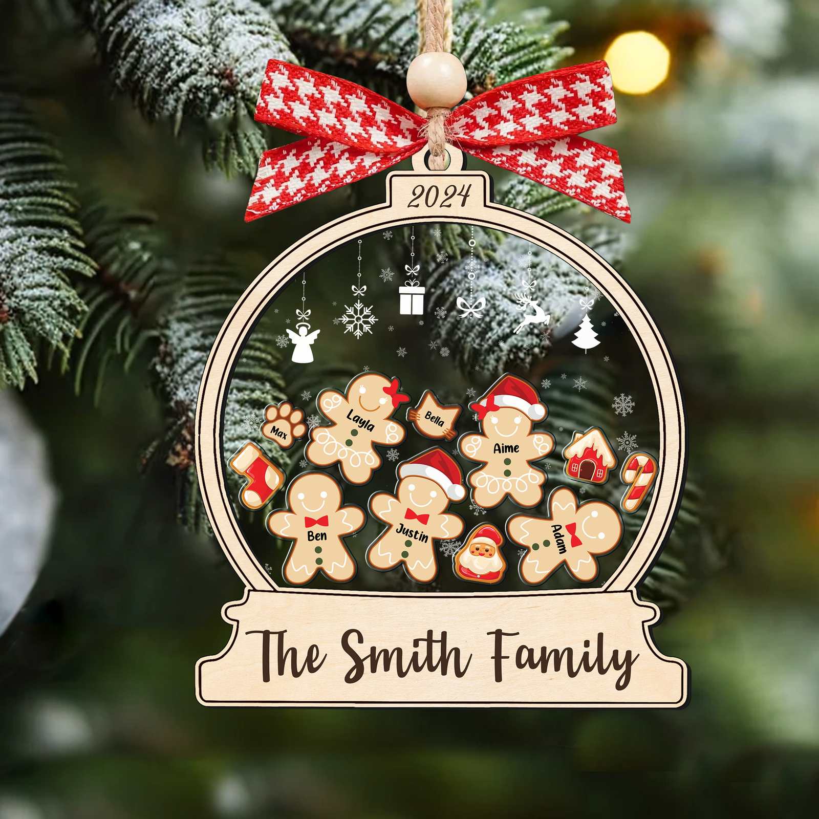 Personalized Gingerbread Family Shaker Ornament, Custom Family Christmas Ornament CF193 - Kindlytoys