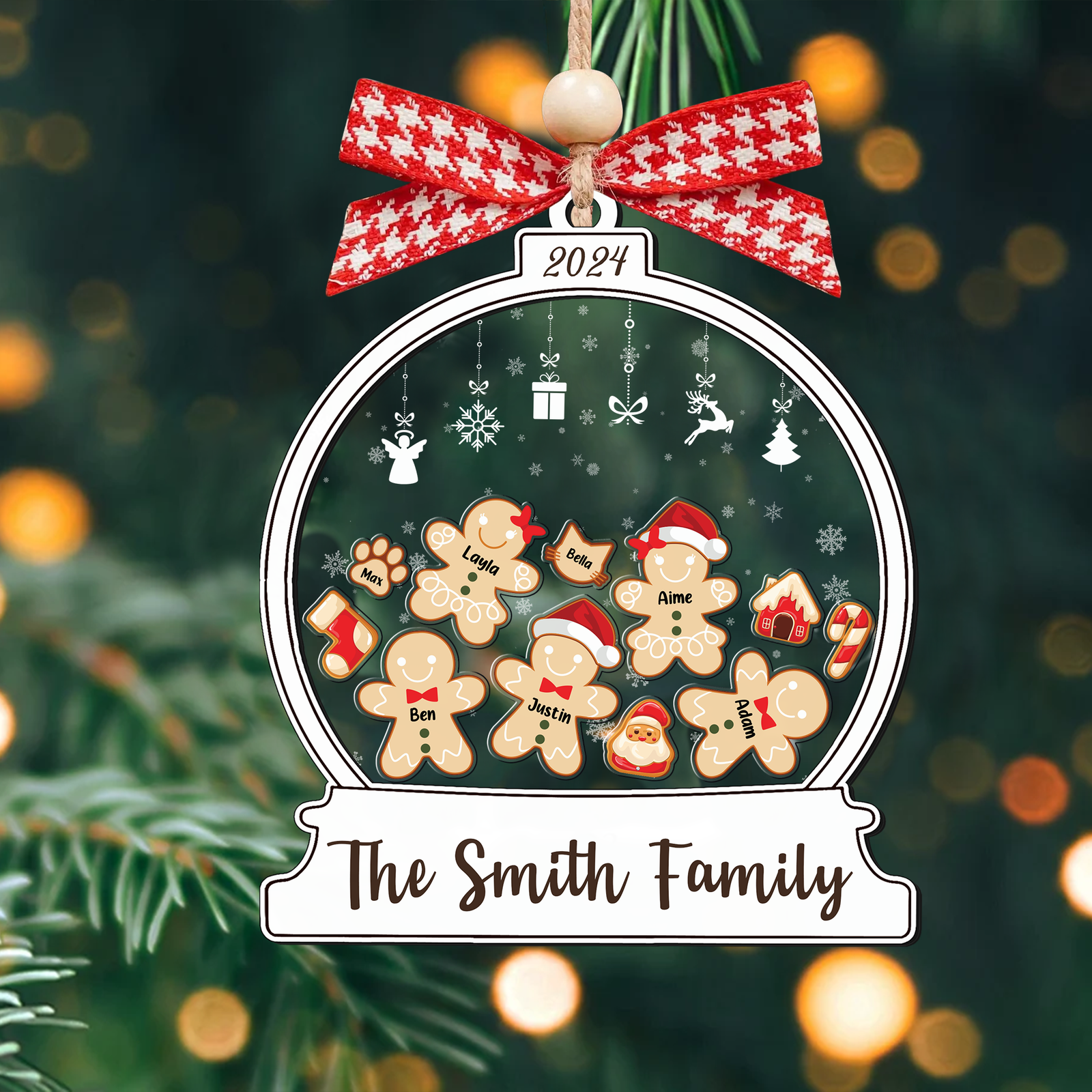 Personalized Gingerbread Family Shaker Ornament, Custom Family Christmas Ornament CF193 - Kindlytoys