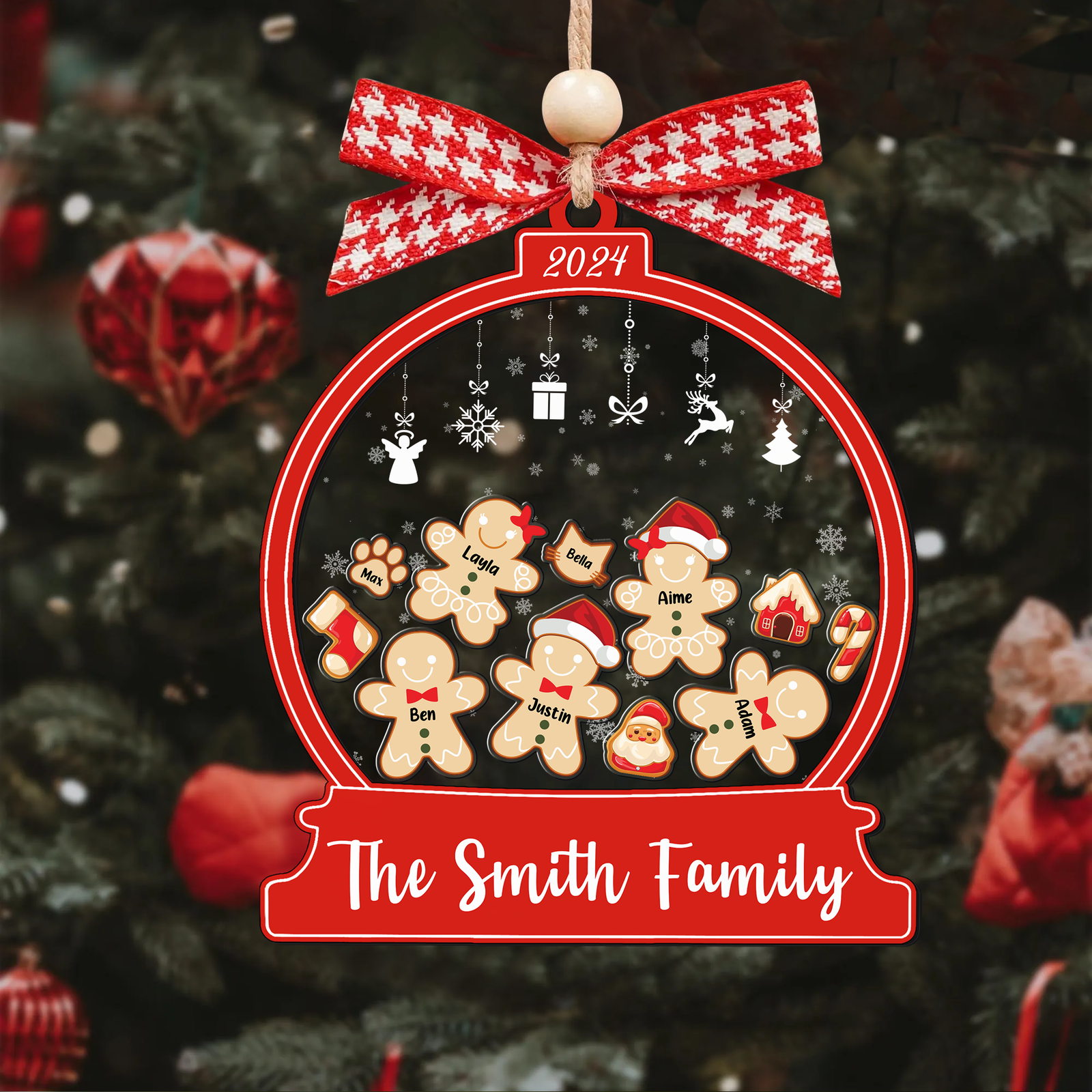 Personalized Gingerbread Family Shaker Ornament, Custom Family Christmas Ornament CF193 - Kindlytoys