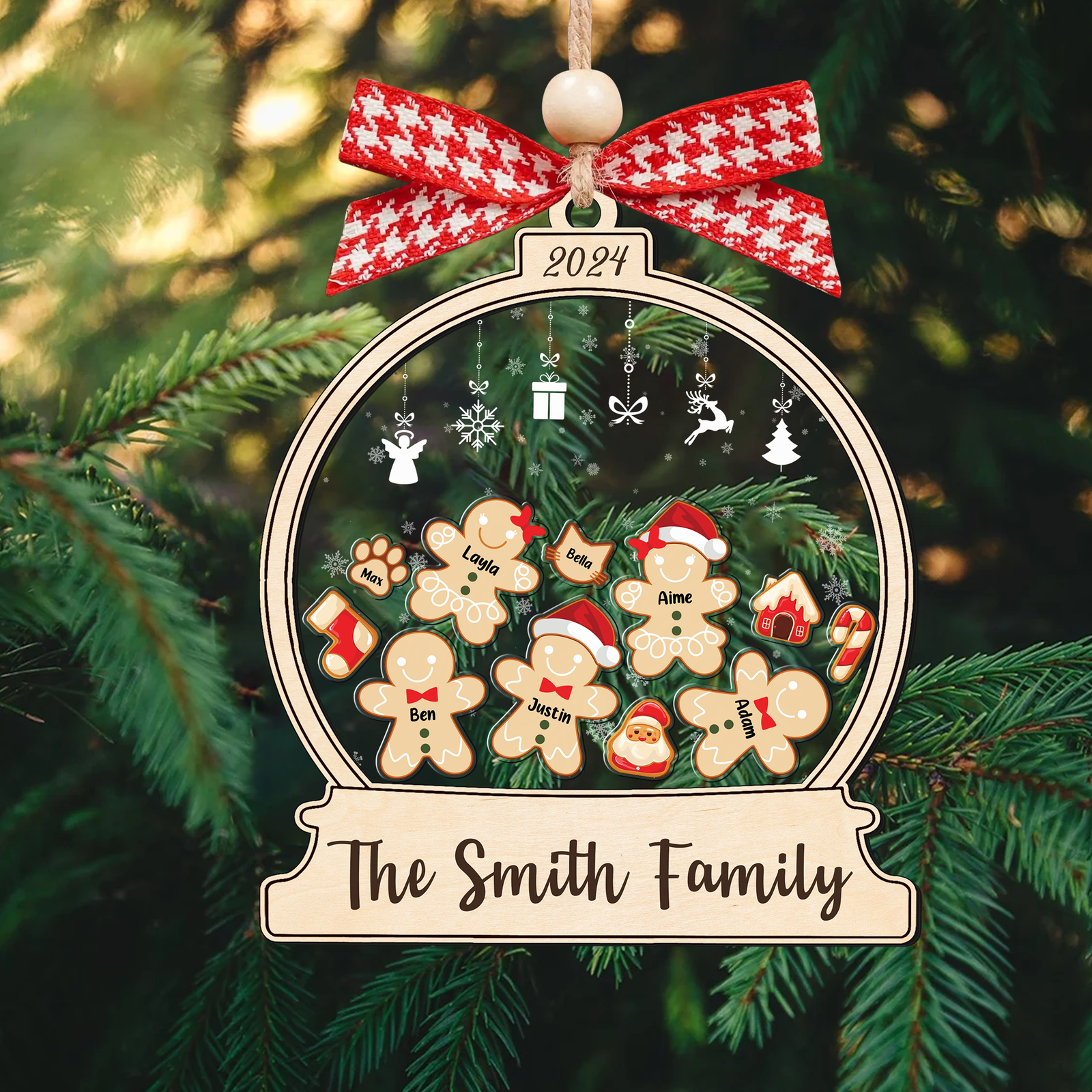 Personalized Gingerbread Family Shaker Ornament, Custom Family Christmas Ornament CF193 - Kindlytoys