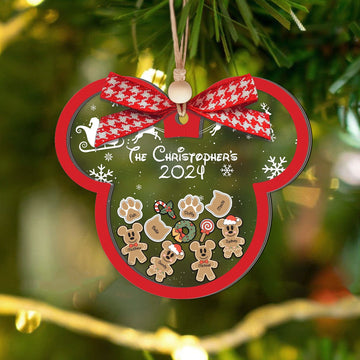 Gingerbread Mickey Mouse Family Ornament, Personalized Family Ornaments With Pets, 4D Customized Cookie Ornament CF74