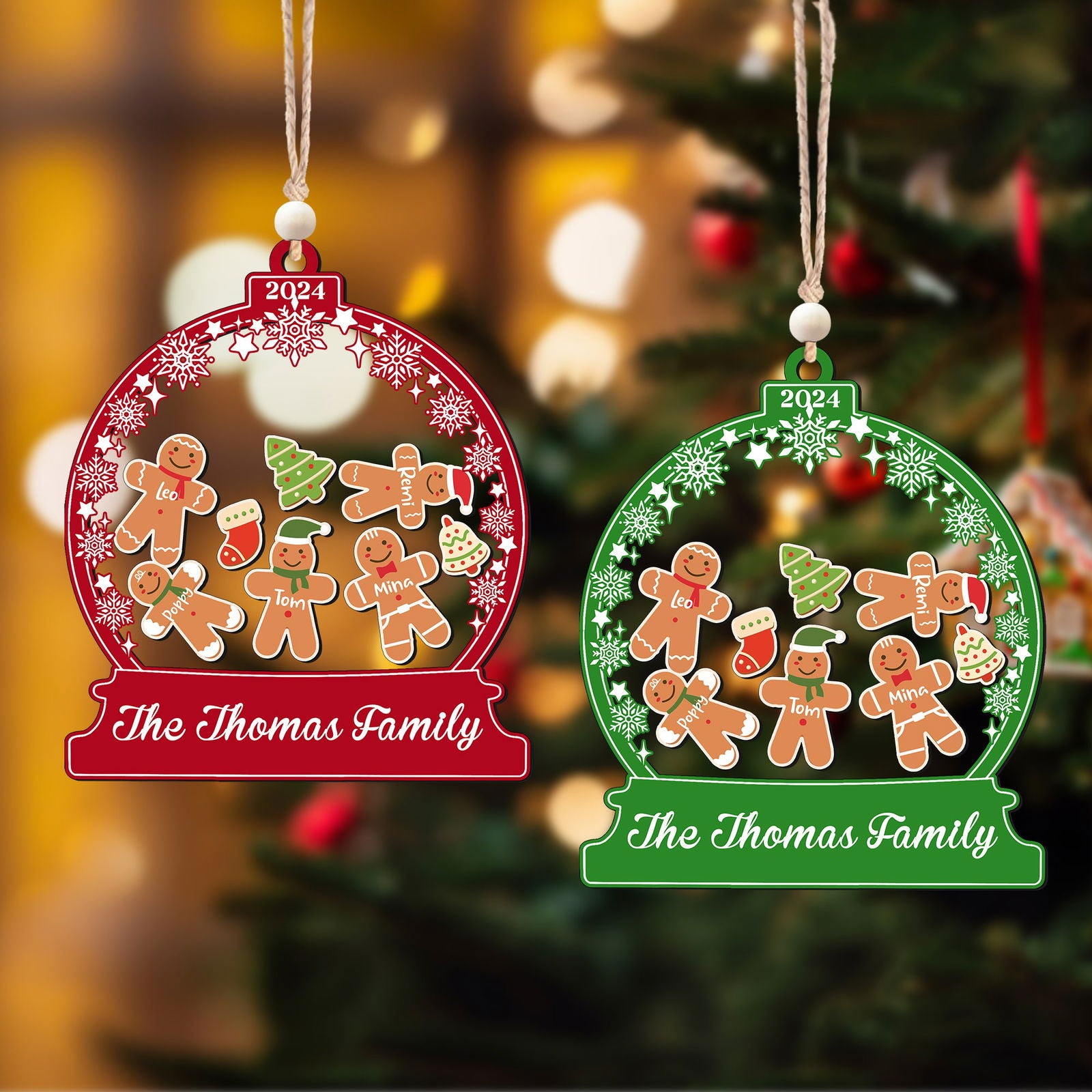 Personalized Gingerman Christmas Ornaments for Family Members, Family Christmas Ornaments CF199 - Kindlytoys
