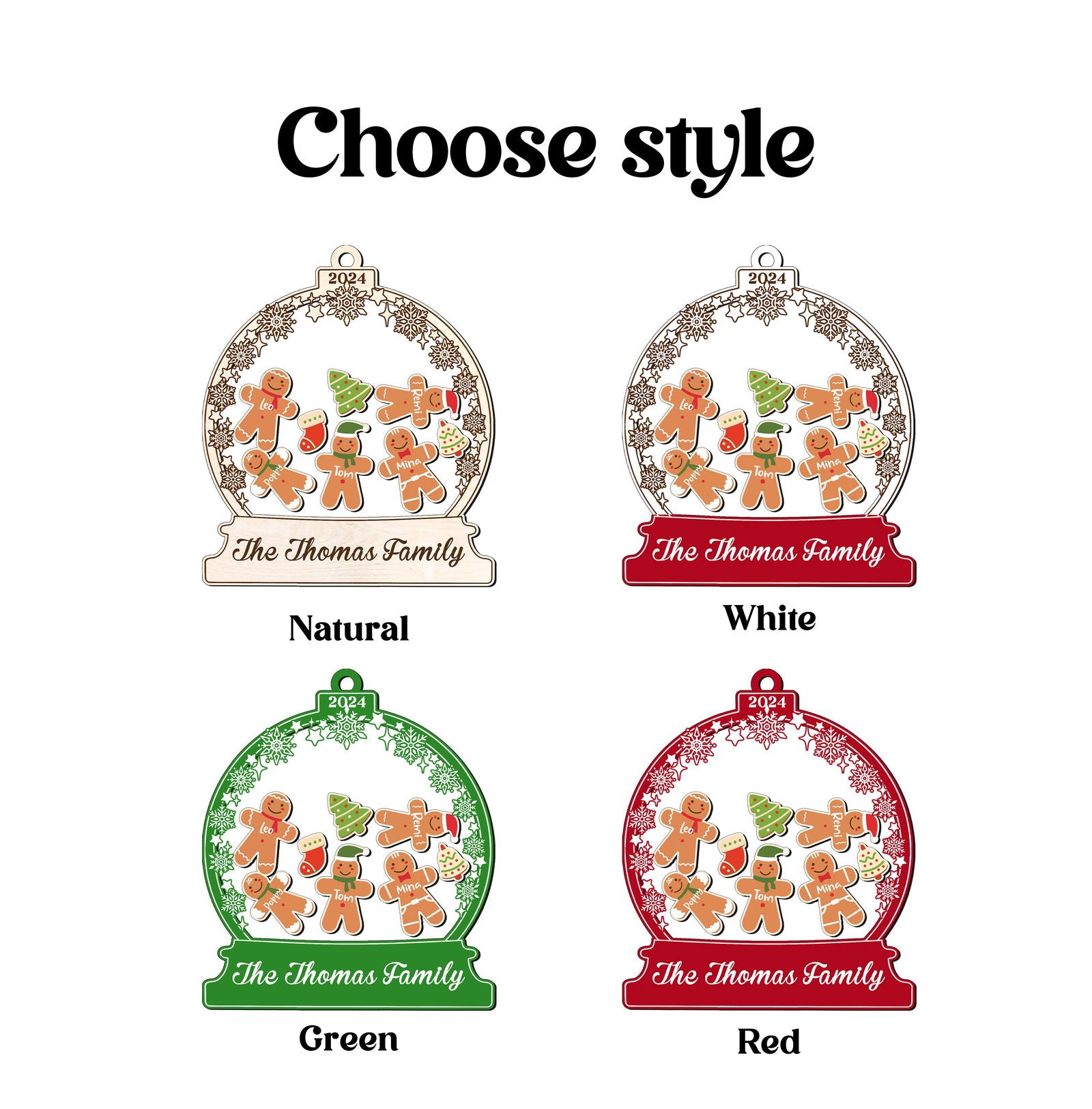 Personalized Gingerman Christmas Ornaments for Family Members, Family Christmas Ornaments CF199 - Kindlytoys