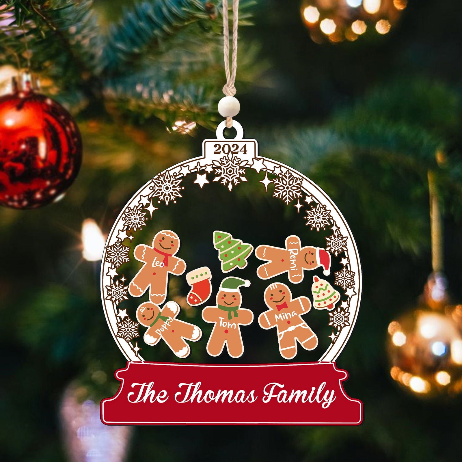 Personalized Gingerman Christmas Ornaments for Family Members, Family Christmas Ornaments CF199 - Kindlytoys