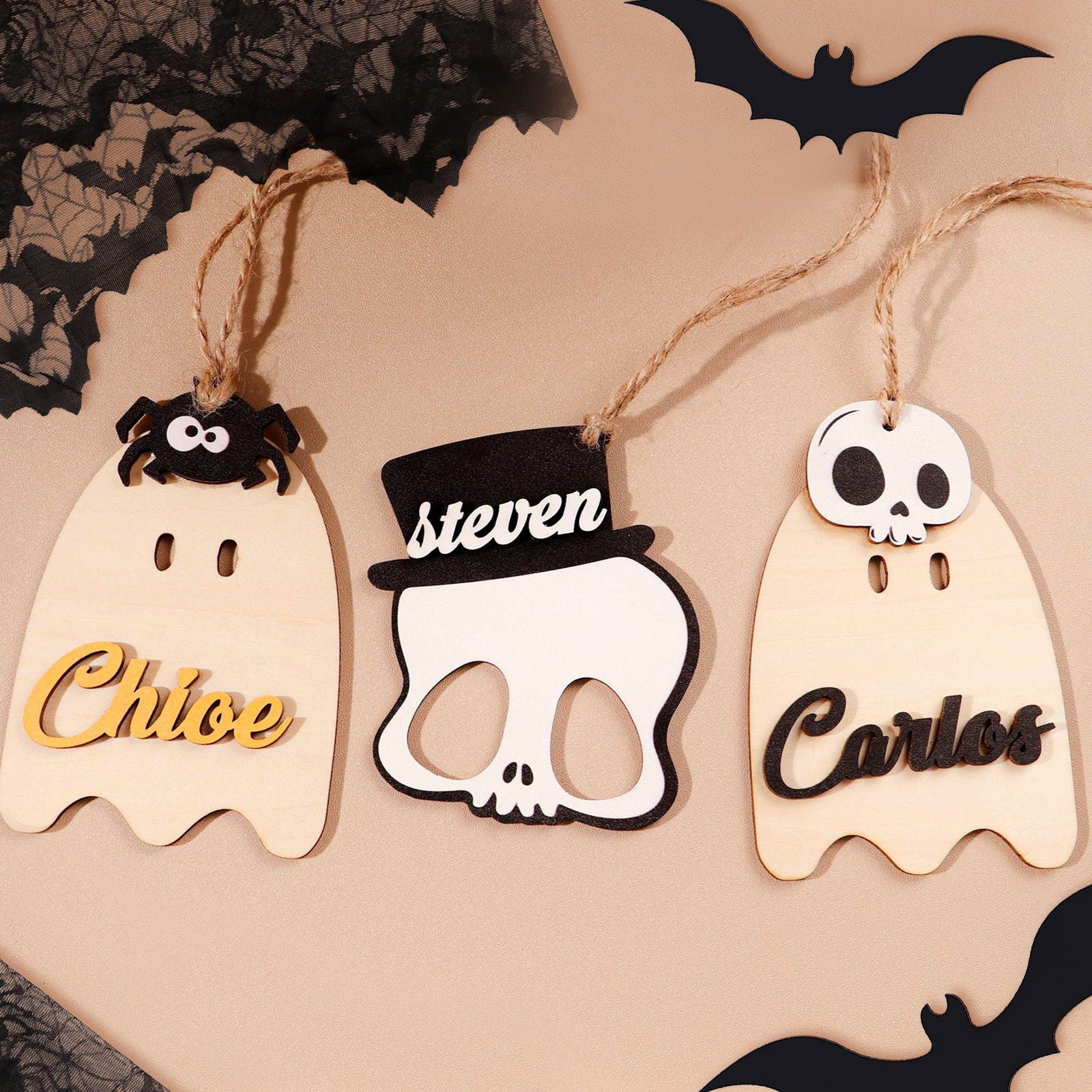 Personalized Halloween Tags, Custom Boo Basket, Halloween Gifts Halloween Decor HX02 - Kindlytoys
