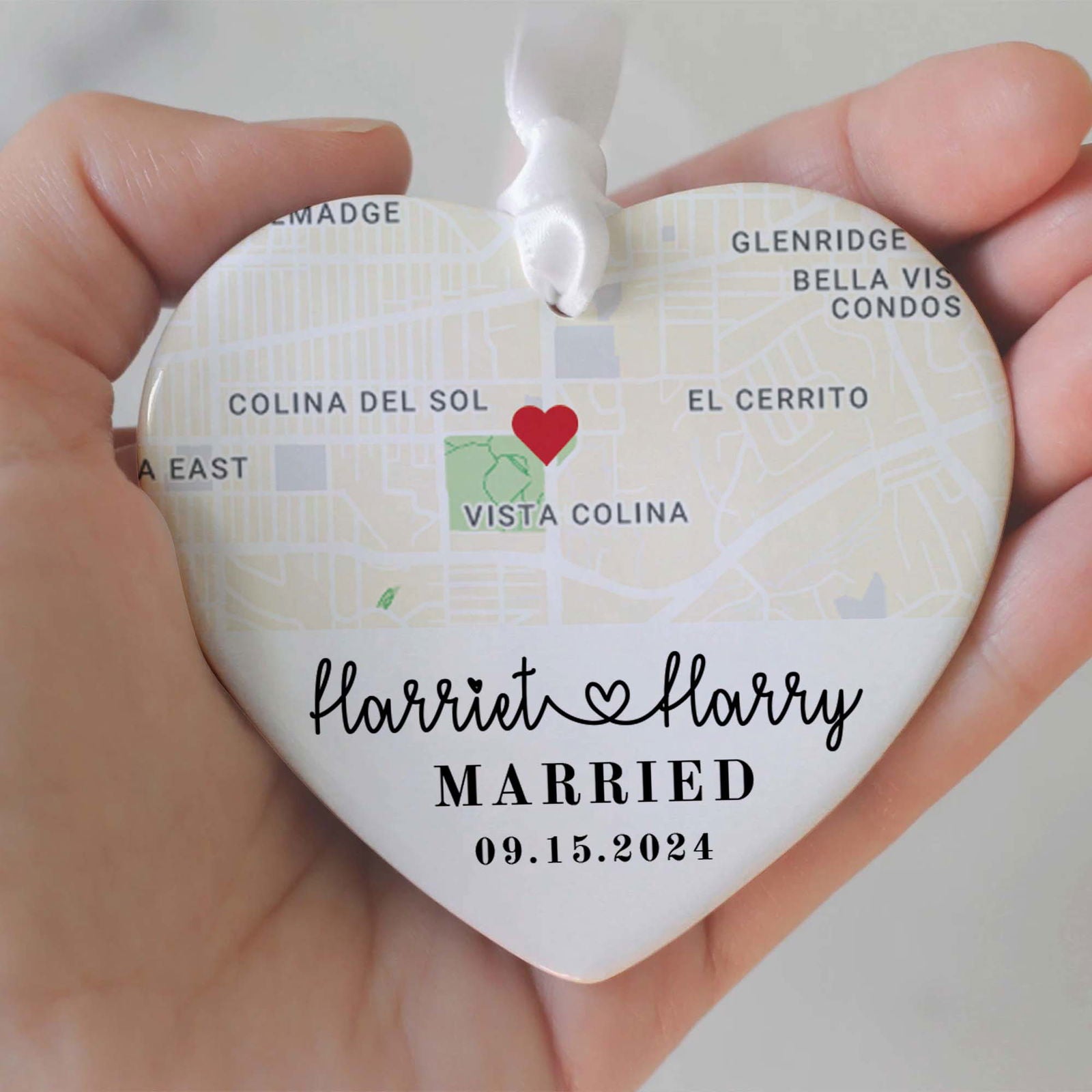 Personalized Married Heart Ornament, Custom Map Ornament, Wedding Map Ornament, Wedding Gift For Couple, Christmas Ornament CY05-18 - Kindlytoys