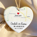 Personalized Married Heart Ornament, Custom Map Ornament, Wedding Map Ornament, Wedding Gift For Couple, Christmas Ornament CY05-18 - Kindlytoys