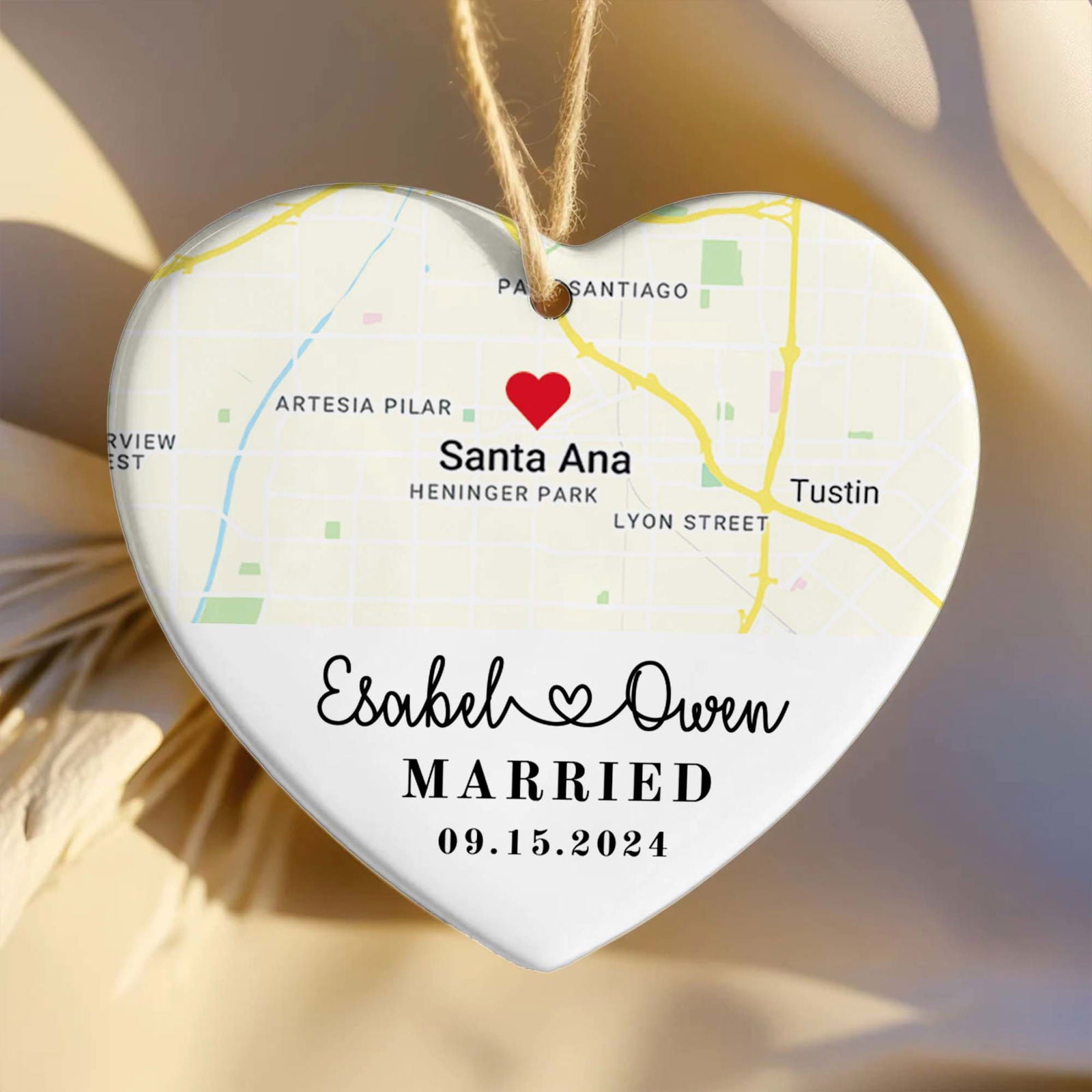 Personalized Married Heart Ornament, Custom Map Ornament, Wedding Map Ornament, Wedding Gift For Couple, Christmas Ornament CY05-18 - Kindlytoys