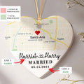 Personalized Married Heart Ornament, Custom Map Ornament, Wedding Map Ornament, Wedding Gift For Couple, Christmas Ornament CY05-18 - Kindlytoys