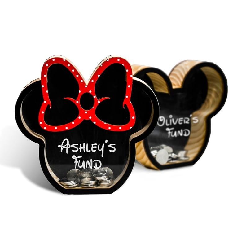 Personalized Mickey And Minnie Piggy Bank, See-Through Design, My First Piggy Bank For Boys & Girls - Kindlytoys - Kindlytoys