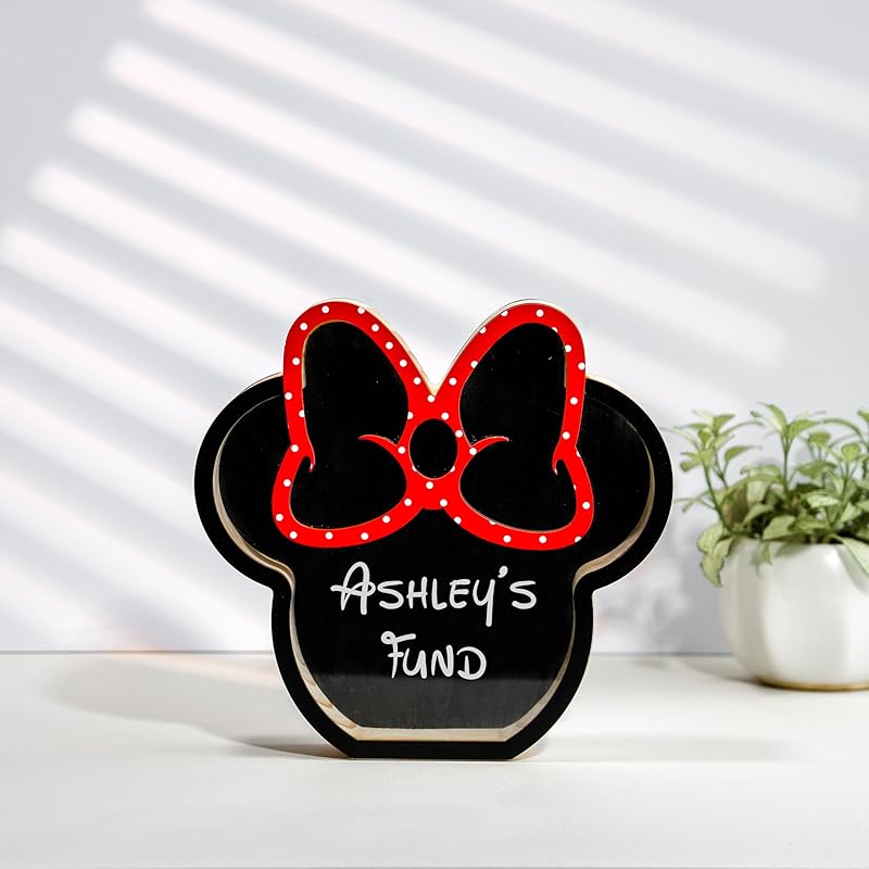 Personalized Mickey And Minnie Piggy Bank, See-Through Design, My First Piggy Bank For Boys & Girls - Kindlytoys - Kindlytoys
