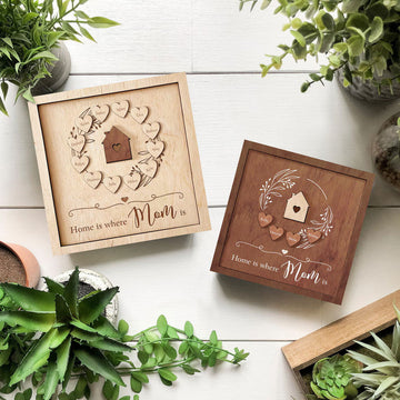 Personalized Mom Wood Sign, "Home is where Mom is", Custom Wood Sign, Gifts for mom, Mom Signs with Kids Names Gift for Mom and Grandma MS15 - Kindlytoys