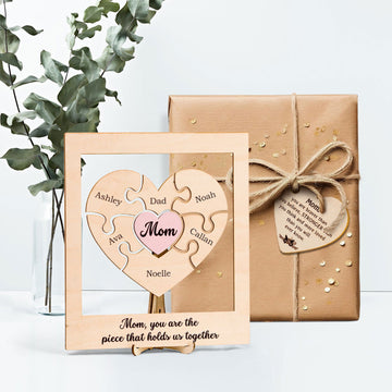 Personalized Mothers Puzzle Piece Sign, gifts for mothers, Mom You Are The Piece That Holds Us Together, Custom Gift for Mom MS06 - Kindlytoys