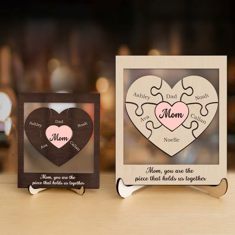 Personalized Mothers Puzzle Piece Sign, gifts for mothers, Mom You Are The Piece That Holds Us Together, Custom Gift for Mom MS06 - Kindlytoys