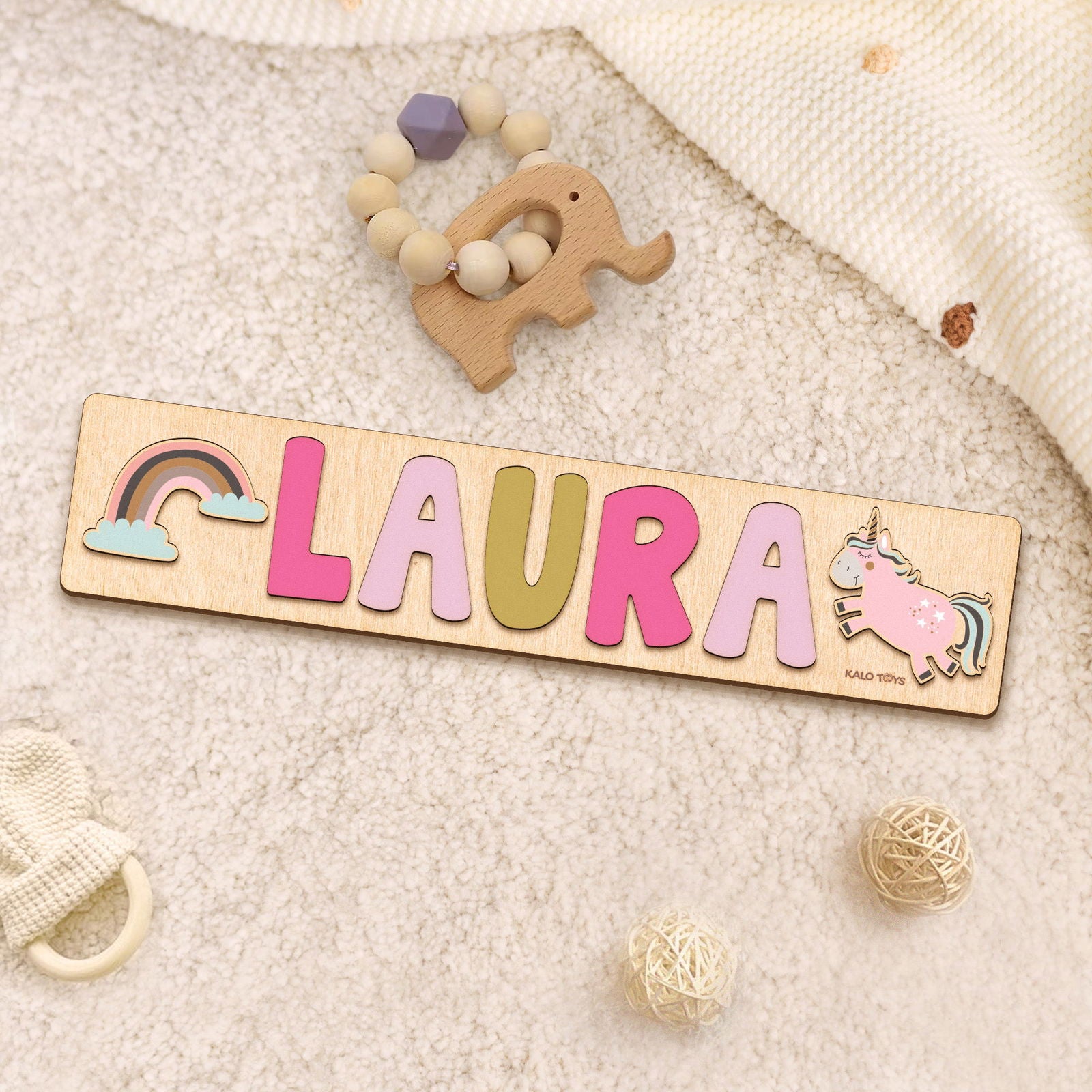 Personalized Name Puzzle, Montessori Toys Personalized Gifts For 1 Year Old Puzzle Board for Kids NP43 - Kindlytoys