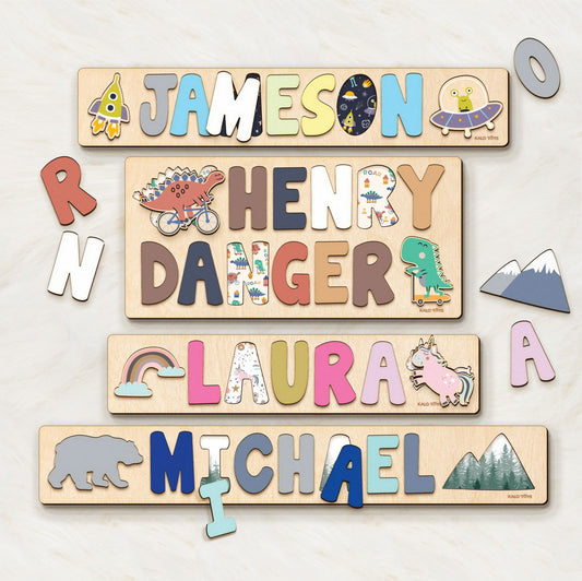 Personalized Name Puzzle, Montessori Toys Personalized Gifts For 1 Year Old Puzzle Board for Kids NP43 - Kindlytoys