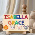 Personalized Name Puzzle With Animals, Wooden Montessori Toys NP32 - Kindlytoys
