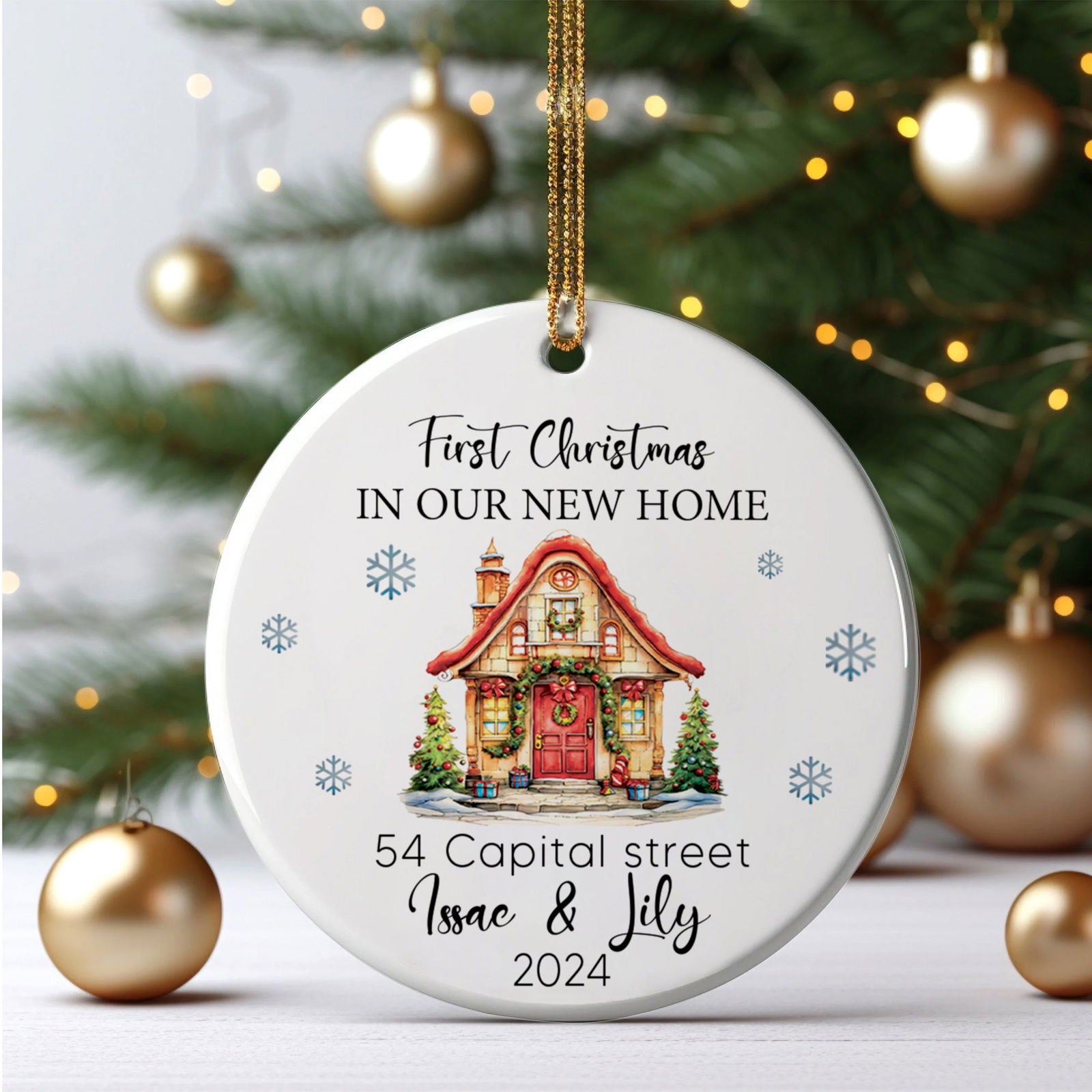 Personalized New Home Address Christmas Ornament, Personalized First Christmas in Our New Home Ornament, Couples New Home Ornament, Ceramic Ornament, Keepsake Sign, Housewarming Gifts CX01-19 - Kindlytoys
