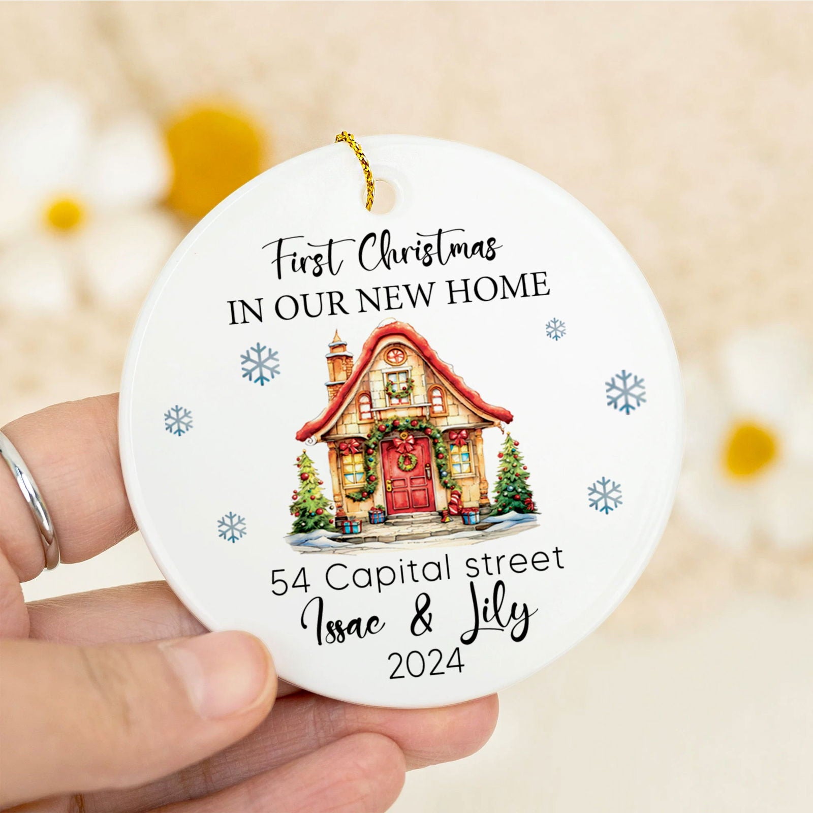 Personalized New Home Address Christmas Ornament, Personalized First Christmas in Our New Home Ornament, Couples New Home Ornament, Ceramic Ornament, Keepsake Sign, Housewarming Gifts CX01-19 - Kindlytoys