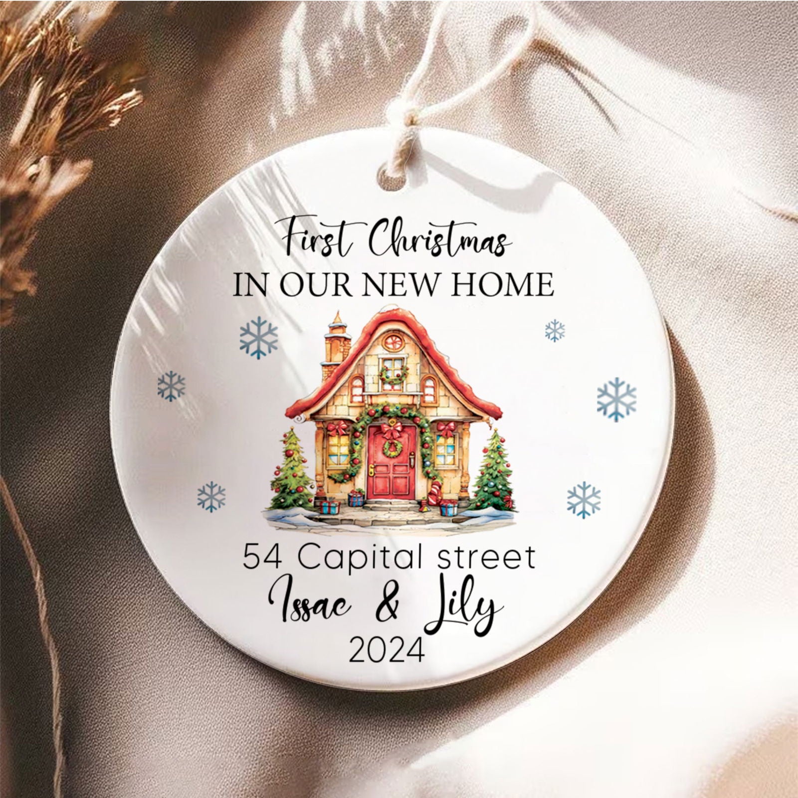 Personalized New Home Address Christmas Ornament, Personalized First Christmas in Our New Home Ornament, Couples New Home Ornament, Ceramic Ornament, Keepsake Sign, Housewarming Gifts CX01-19 - Kindlytoys