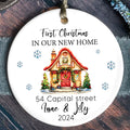 Personalized New Home Address Christmas Ornament, Personalized First Christmas in Our New Home Ornament, Couples New Home Ornament, Ceramic Ornament, Keepsake Sign, Housewarming Gifts CX01-19 - Kindlytoys