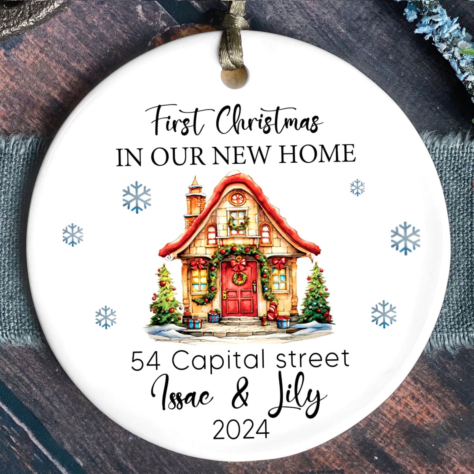 Personalized New Home Address Christmas Ornament, Personalized First Christmas in Our New Home Ornament, Couples New Home Ornament, Ceramic Ornament, Keepsake Sign, Housewarming Gifts CX01-19 - Kindlytoys
