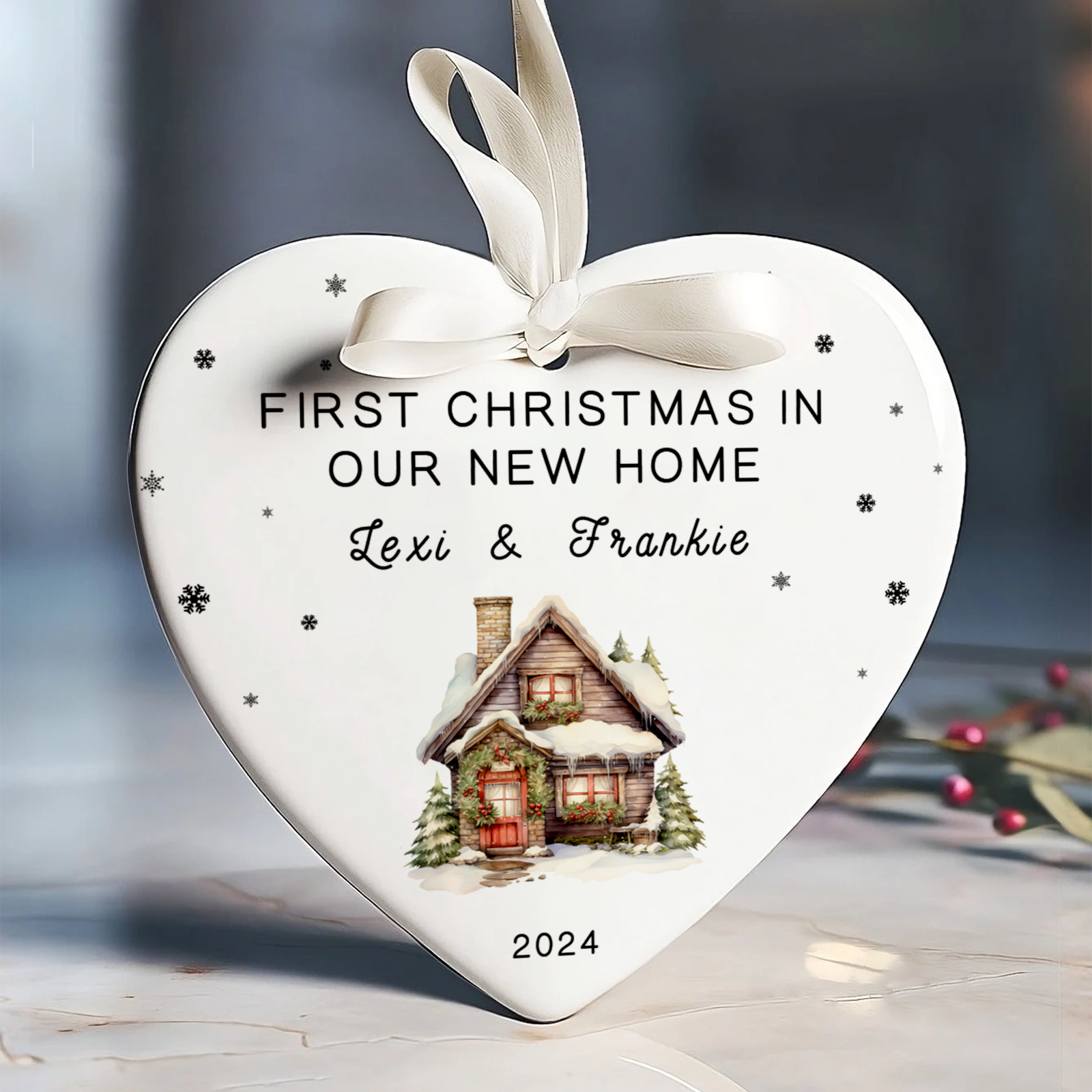 Personalized New Home Ornament - New Home Christmas Ornament - Wreath New House Ornament CY03-09 - Kindlytoys