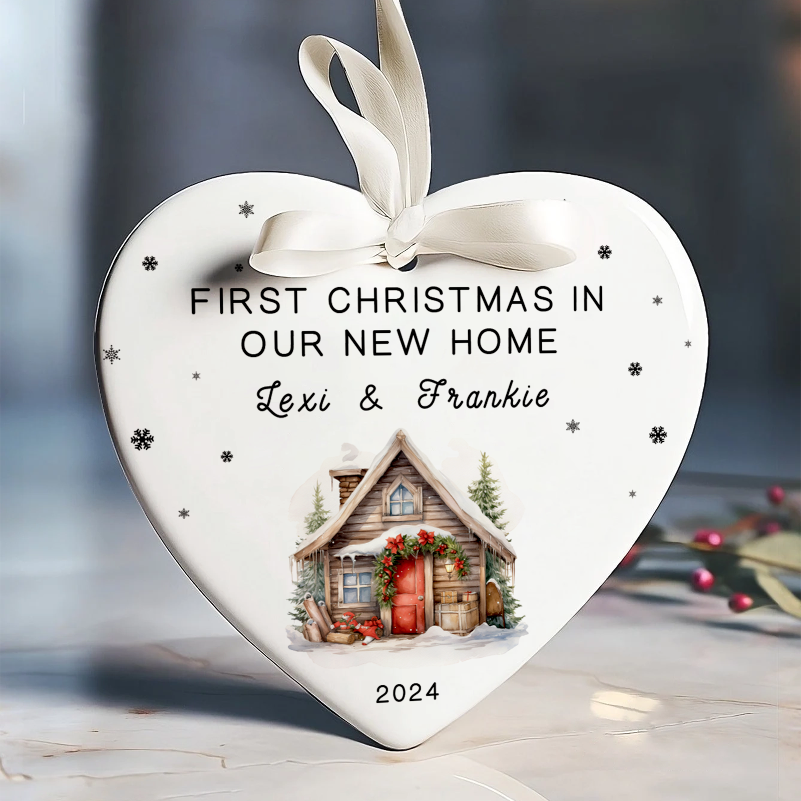Personalized New Home Ornament - New Home Christmas Ornament - Wreath New House Ornament CY03-09 - Kindlytoys