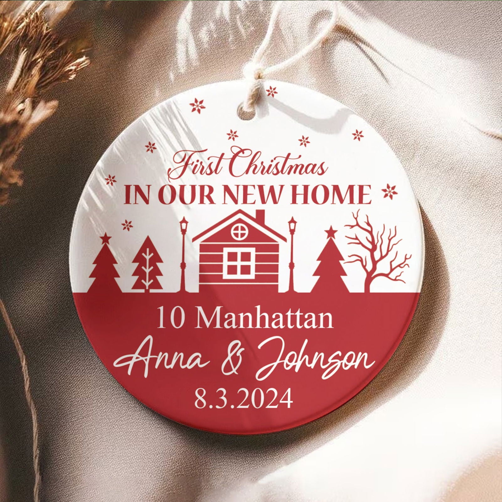 Personalized New Home Ornament, New House Gift Ideas, Housewarming Gifts for New House Ornament, Welcome Home Gifts, Personalized First Christmas in Our New Home Ornament, Custom House Address Christmas Ornament, Couples New Home Ornament CX01-1 - Kindlytoys