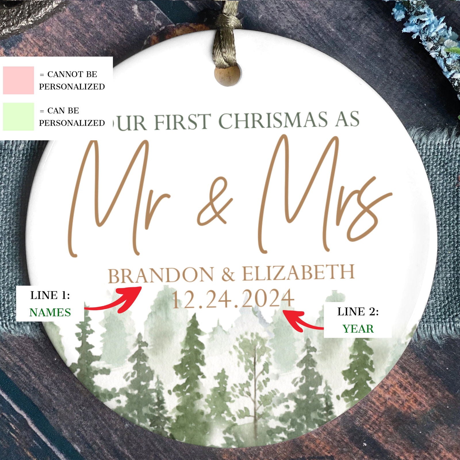 Personalized Our First Christmas As Mr & Mrs Ornament, First Married Christmas Ornament 2024, Married Ornament, Wedding Ornament, Mr And Mrs Gifts CX05-13 - Kindlytoys