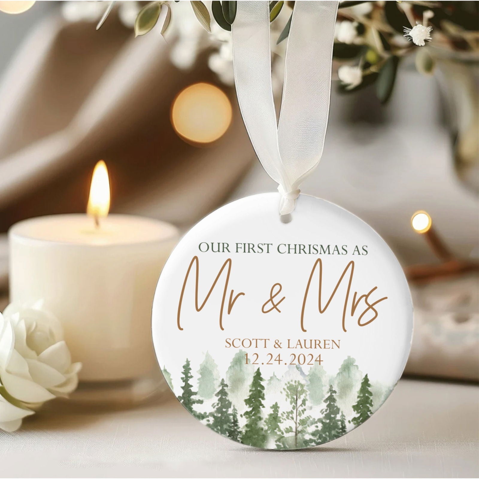 Personalized Our First Christmas As Mr & Mrs Ornament, First Married Christmas Ornament 2024, Married Ornament, Wedding Ornament, Mr And Mrs Gifts CX05-13 - Kindlytoys