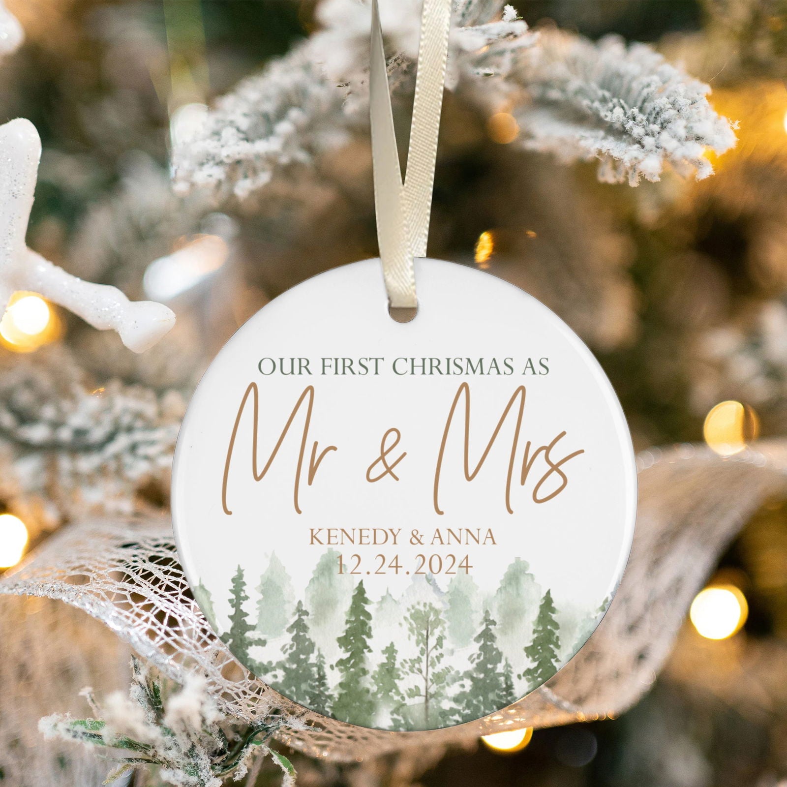 Personalized Our First Christmas As Mr & Mrs Ornament, First Married Christmas Ornament 2024, Married Ornament, Wedding Ornament, Mr And Mrs Gifts CX05-13 - Kindlytoys
