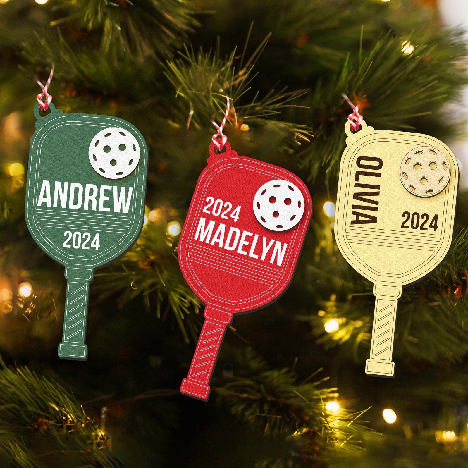 Personalized Pickleball Ornament 2024, Pickleball Gifts Wooden Christmas Ornament CF507 - Kindlytoys