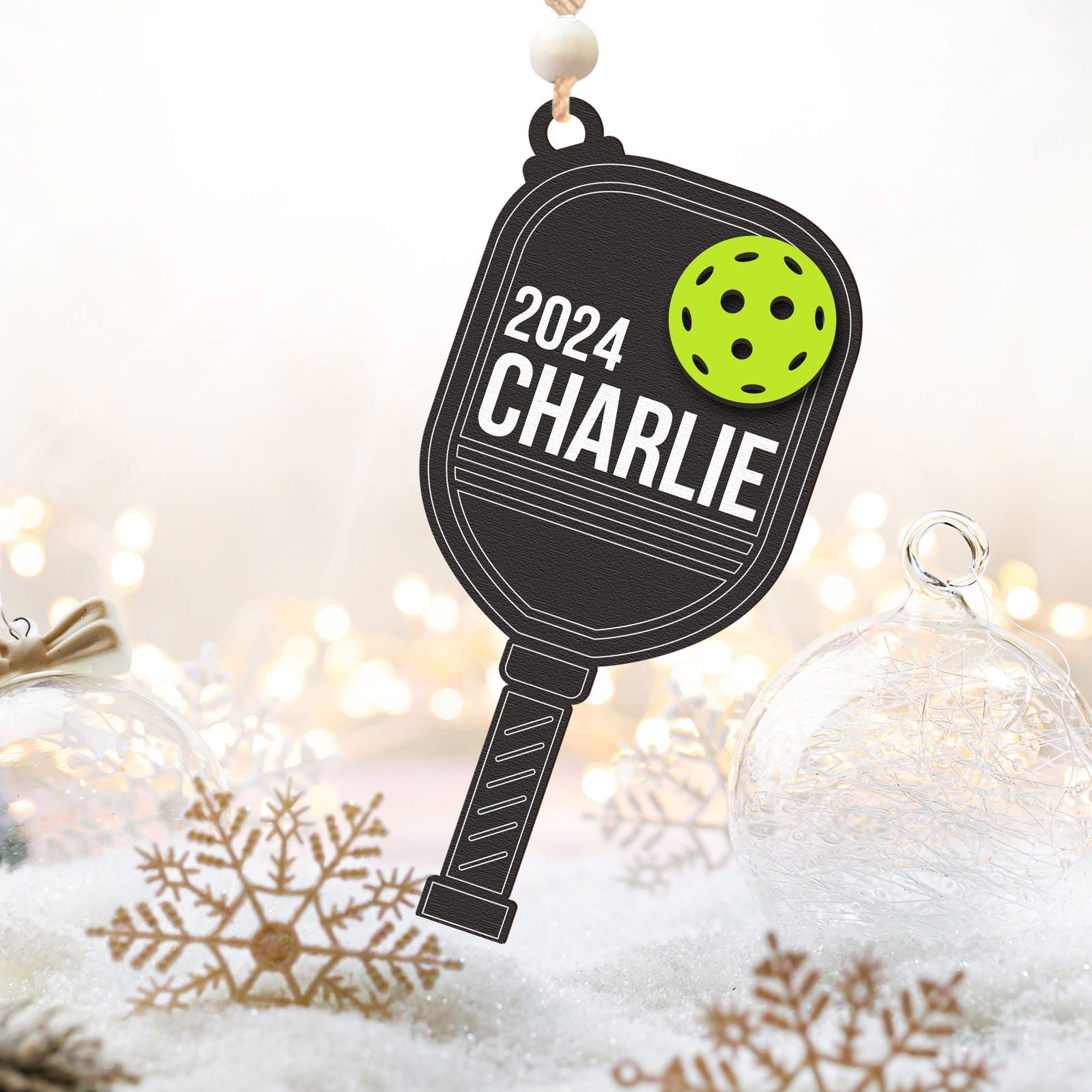 Personalized Pickleball Ornament 2024, Pickleball Gifts Wooden Christmas Ornament CF507 - Kindlytoys