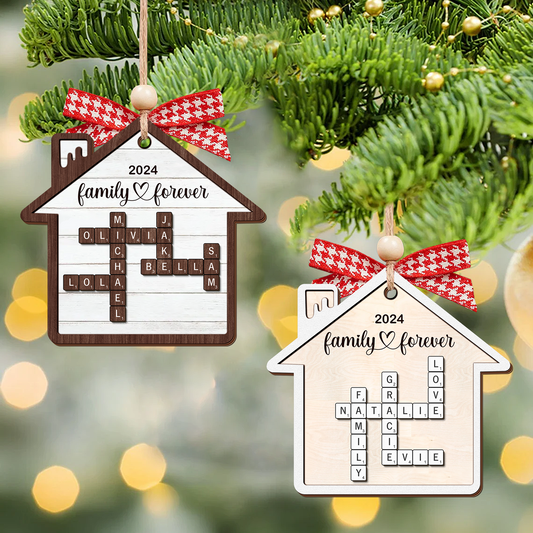 Personalized Puzzle Crossword House Shaped 2-Layer Wooden Ornament, Family Crossword Puzzle Gifts CF591 - Kindlytoys