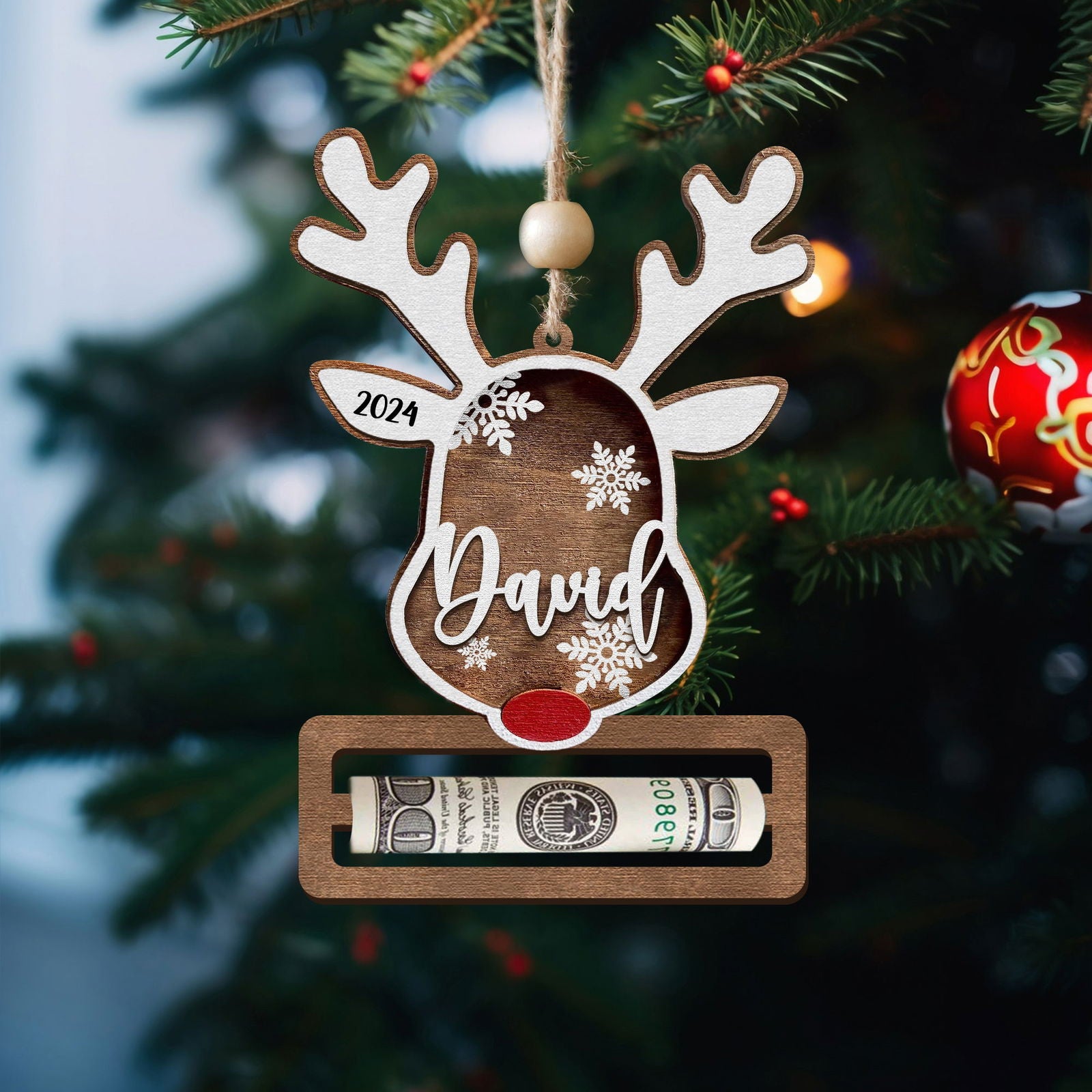 money holder christmas tree ornaments Personalized Reindeer Money Holder Christmas Ornament, Tree Christmas Gifts  KT05