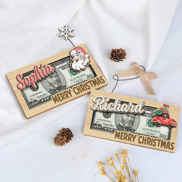 Personalized Santa Christmas Money Holder, Family Christmas Gift, Christmas Stocking Stuffer MH02 - Kindlytoys