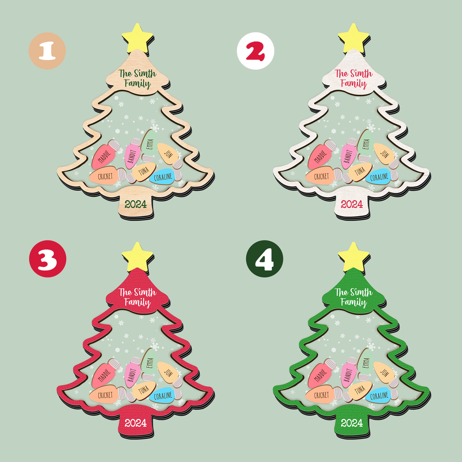 Personalized Shaker Family Christmas Ornaments for Family Members CF138 - Kindlytoys