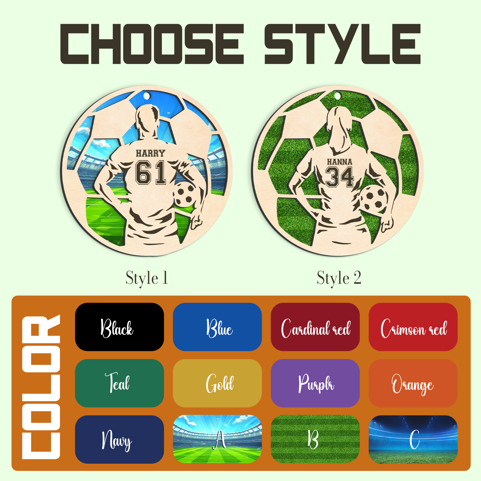 Personalized Soccer Christmas Ornament, Soccer Wooden Ornament 2 Layers,  CF926 - Kindlytoys