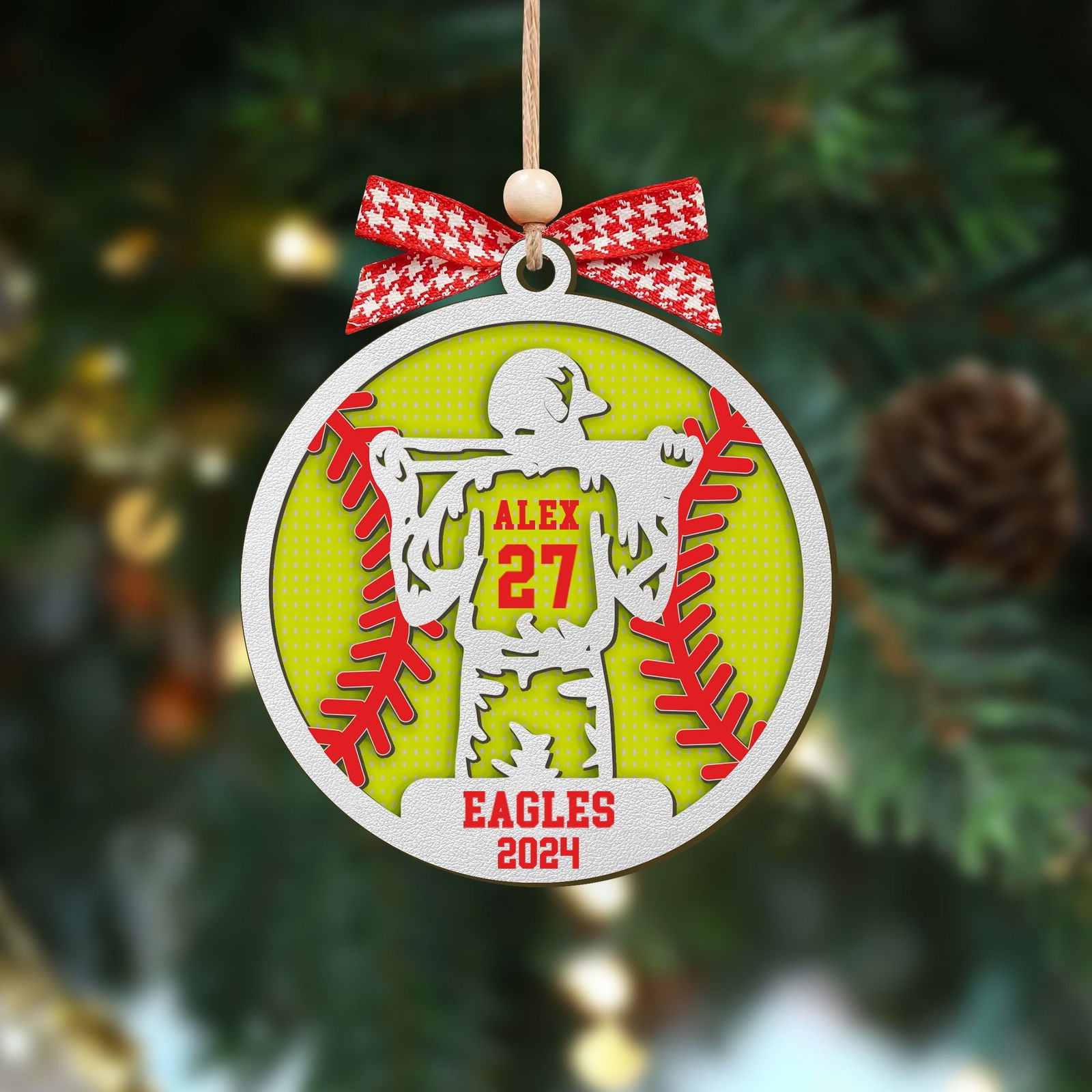 Personalized Softball, Baseball Ornament, Custom Football Ornament, Basketball Gift, CF421 - Kindlytoys