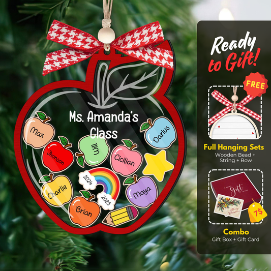Personalized Teacher Christmas Ornament, 4D Shaker Teacher Gifts, Teacher Ornament, Teacher Appreciation Thank You Gifts KT03 - Kindlytoys