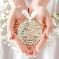 Personalized Wedding Anniversary Ceramic Ornament, Custom Map Ornament, Custom 2 Sided Ceramic Photo Ornament, Couple Picture Double Sided Ornament, Wedding Ornament, Gift For Couple, Anniversary Gift CQ02-1 - Kindlytoys