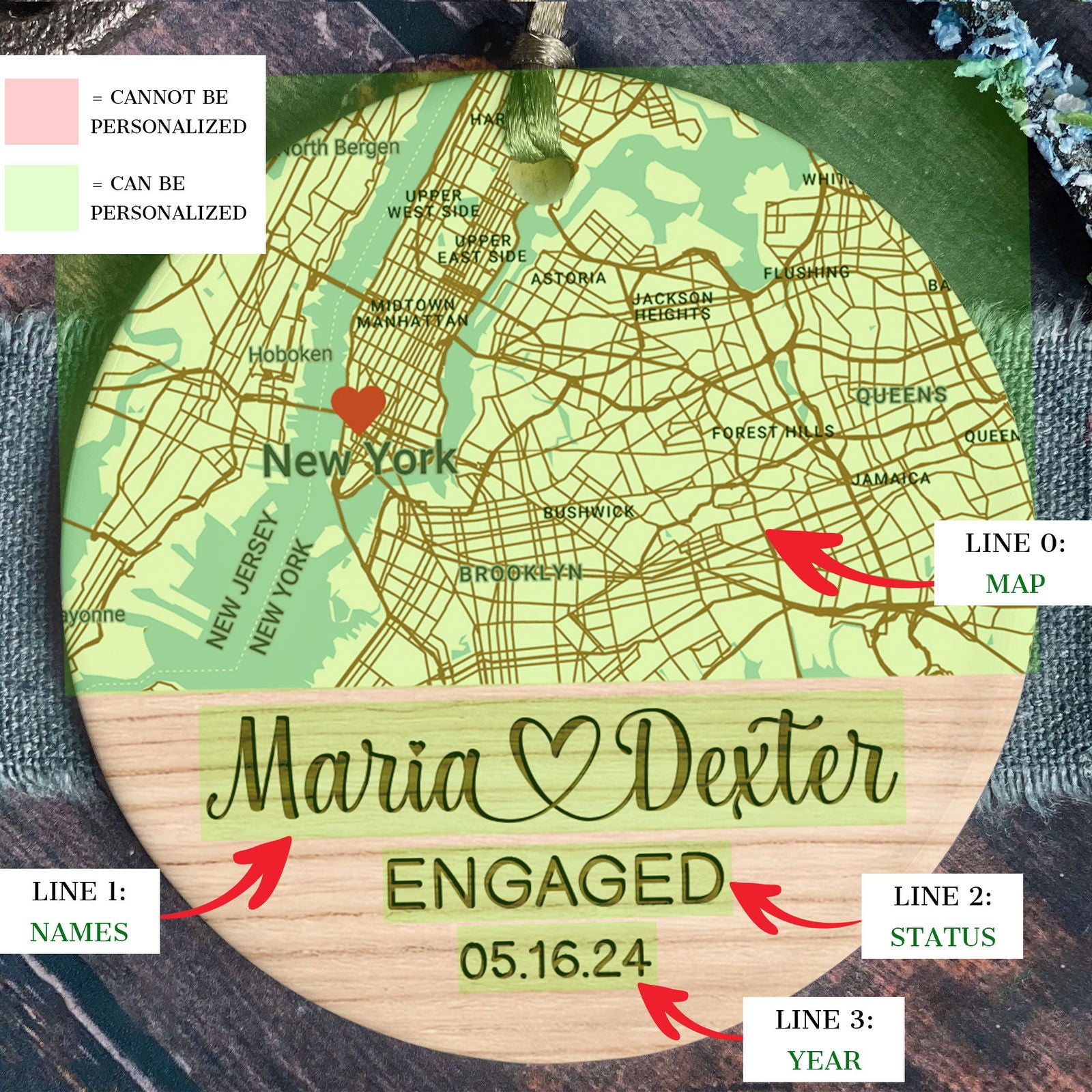 Personalized Wedding Anniversary Ceramic Ornament, Custom Map Ornament, Custom 2 Sided Ceramic Photo Ornament, Couple Picture Double Sided Ornament, Wedding Ornament, Gift For Couple, Anniversary Gift CQ02-1 - Kindlytoys